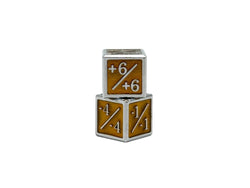 +1/+1 & -1/-1 D6 Yellow Pack of 6 CCG Metal Dice