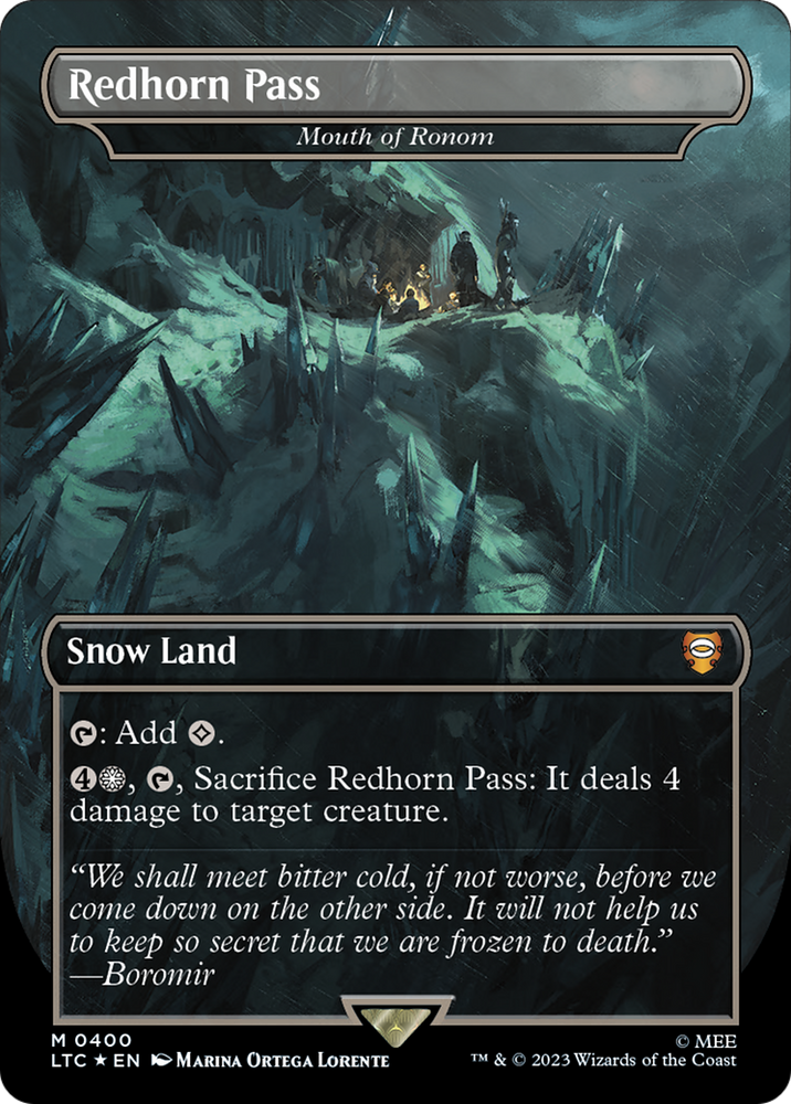 Redhorn Pass - Mouth of Ronom (Borderless) (Surge Foil Realms and Relics) [The Lord of the Rings: Tales of Middle-Earth Commander]
