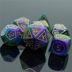 Cybernated Purple & Green RPG Dice Set - XLarge