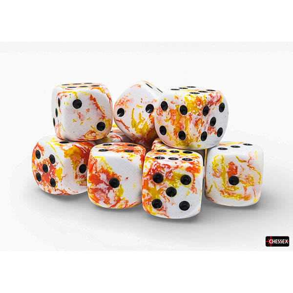 Chessex 16mm d6 (12) Brush Dice - Sunrise