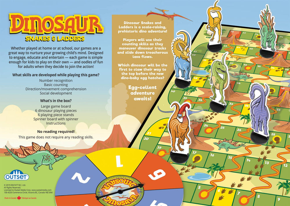 Dinosaur Snakes and Ladders (Vintage Design)  Board Game