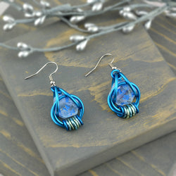 D20 Clear Blue Shimmer Earrings - UV Reactive Dice Jewelry