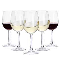 Lorren Home Trends White Wine Glasses, Clear Glass, 13 Ounce Capacity, Long Stem Design, Set of 6