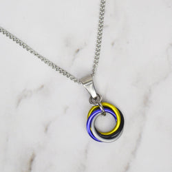 Nonbinary Pride Pendant - Small Swirl