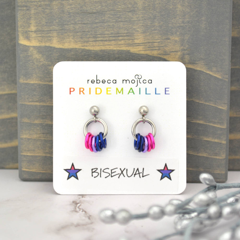 Bisexual Pride Flag - Tiny Chainmaille Earring