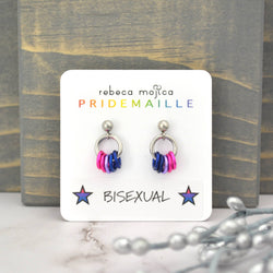 Bisexual Pride Flag - Tiny Chainmaille Earring