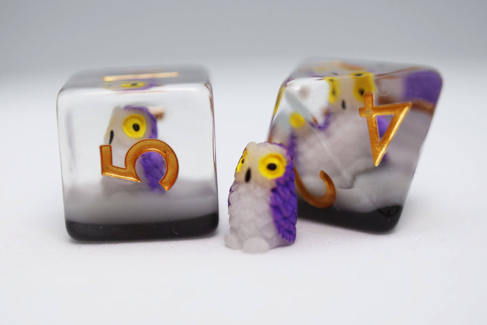 Purple Owl RPG Dice Set