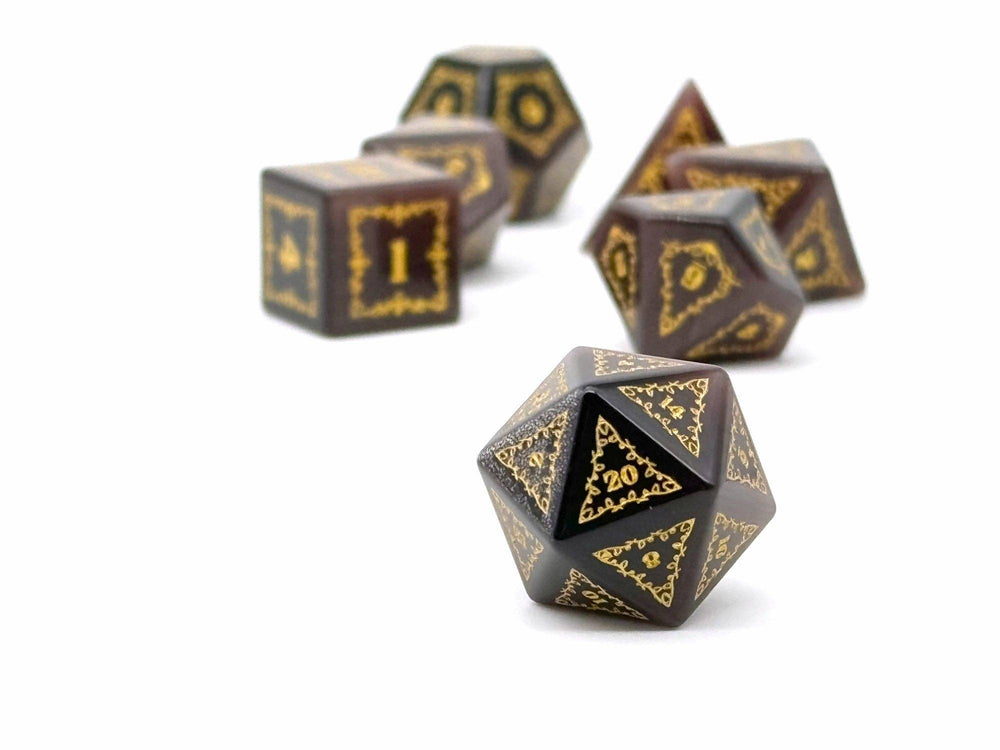 Holiday Orc Mystery Gemstone or Glass Dice Set with Premium Holiday Book Tin: Single