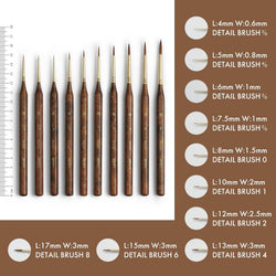 Extreme Detail Paint Brushes for Miniature, Round Tip Nylon: 10 Pcs