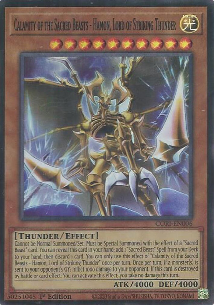 Calamity of the Sacred Beasts - Hamon, Lord of Striking Thunder [CORI-EN006] Super Rare