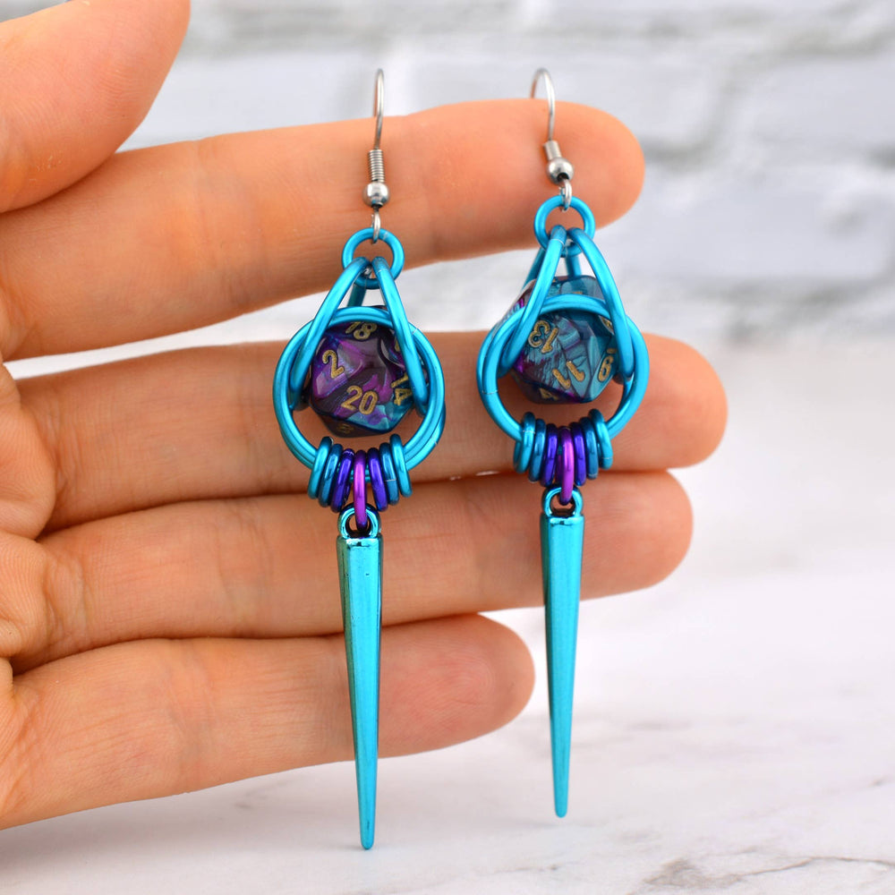 D20 Dice Earrings with Spike - Magical Butterfly