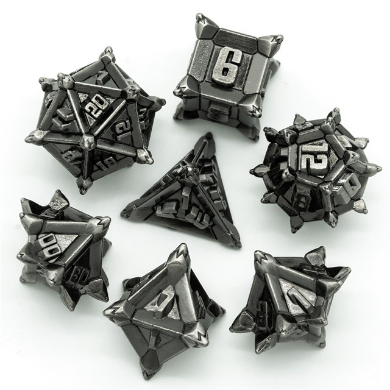 Warrior's Flail: Silver - Metal RPG Dice Set