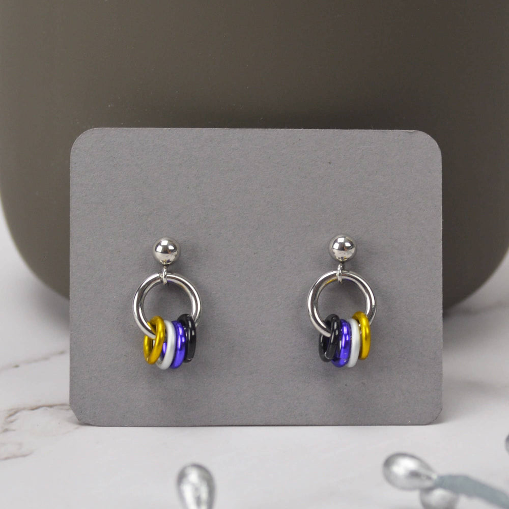 Nonbinary Pride - Tiny Hoop Flag Earring
