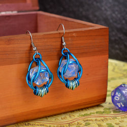 D20 Clear Blue Shimmer Earrings - UV Reactive Dice Jewelry