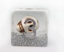 Skull and Silver Glitter RPG Dice Set