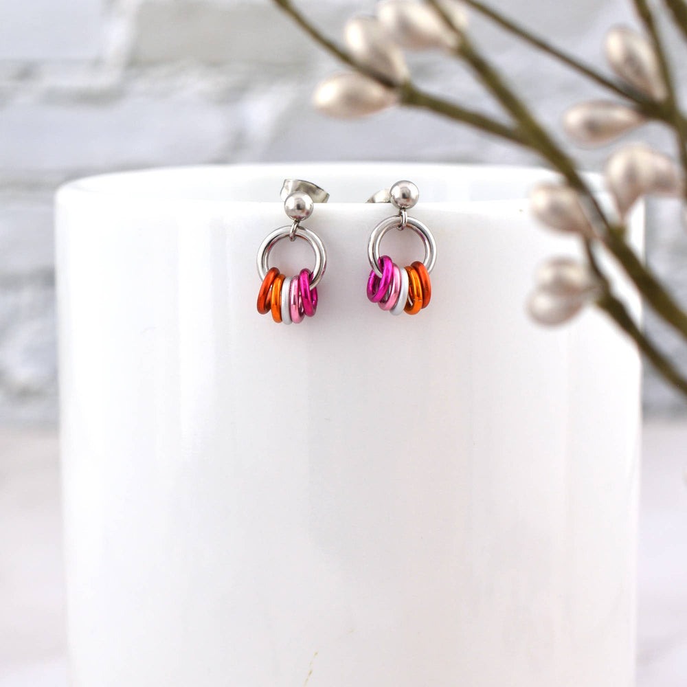 Lesbian Pride - Tiny Hoop Flag Earring