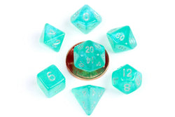 10mm Mini Dice Acrylic Polyhedral Set (24 Options): Marble with Red Numbers