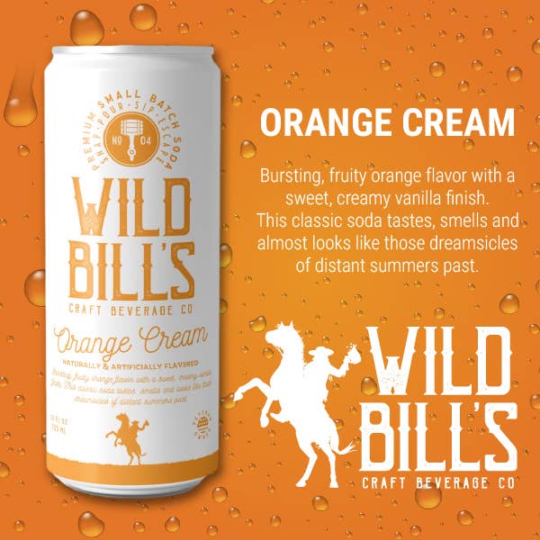 Wild Bill's - Orange Cream: Premium Cane Sugar Soda