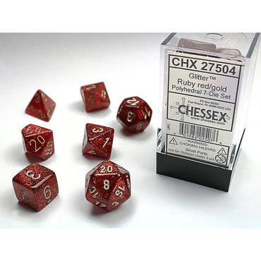 Chessex 7-Die Set Glitter - Ruby/Gold