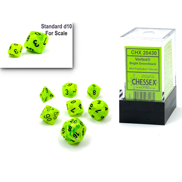 Chessex 7-Die Set Mini Vortex - Bright Green/Black