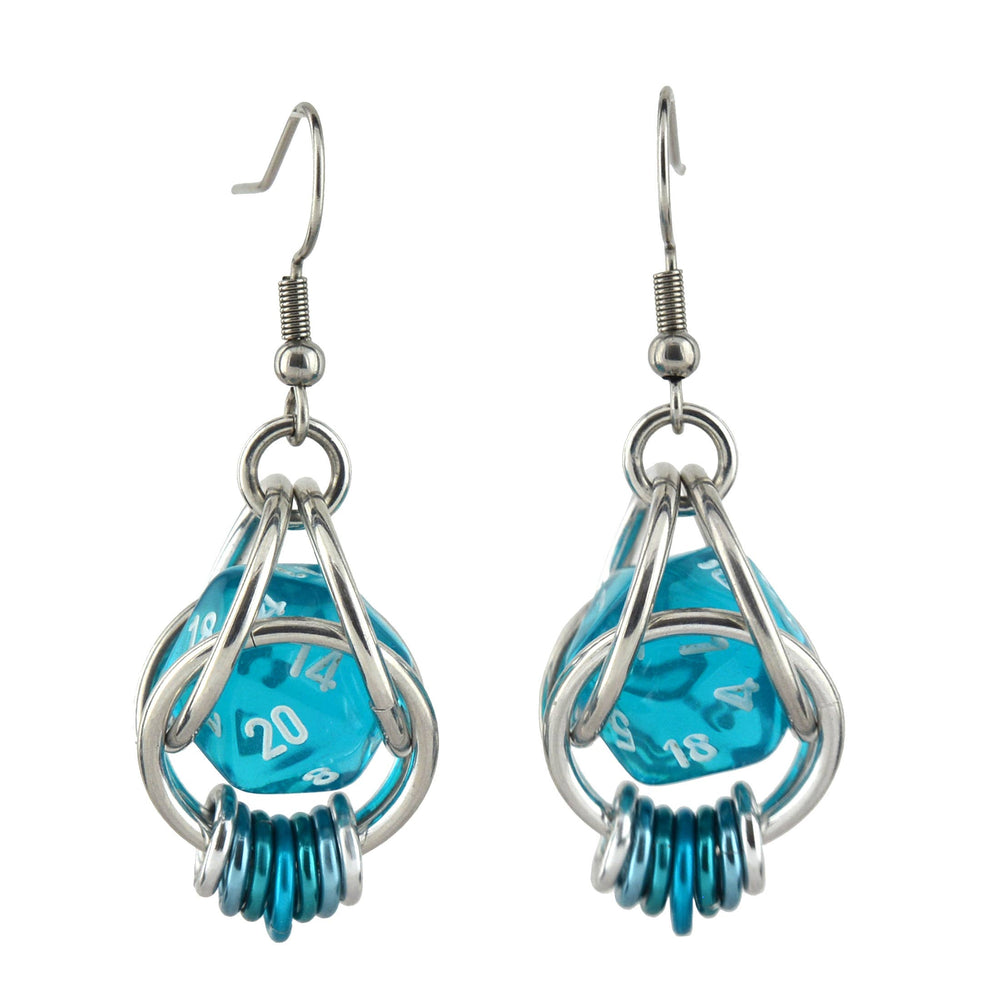 D20 Earrings - LGBTQ Rainbow or Ombre Coil: Rainbow / Purple