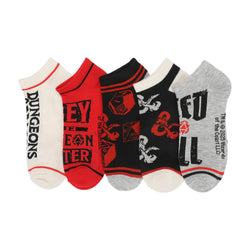 Dungeons & Dragons Logo, Verbiage, and Dice Womens Ankle Socks 5 Pack