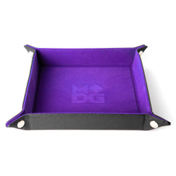 Velvet Folding Dice Tray with Leather Backing (7 Colors): Black