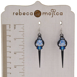 D20 Black Spike Dice Earrings - UV Reactive Jewelry: Stainless steel