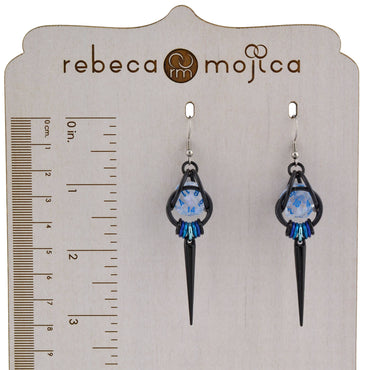 D20 Black Spike Dice Earrings - UV Reactive Jewelry: Stainless steel
