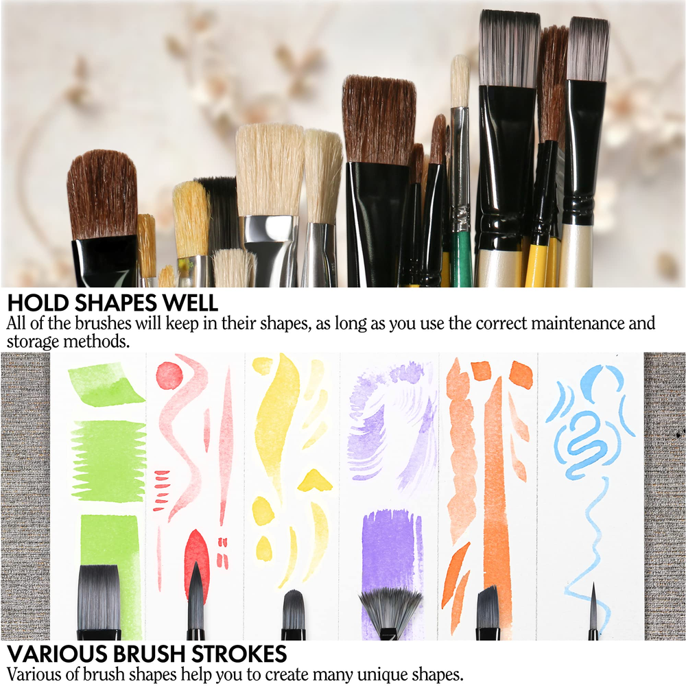 ARTIFY 10 Pcs Synthetic Hair Paint Brush Set: White