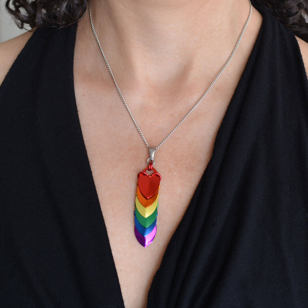 LGBTQ Rainbow Pride - Long Chevron Pendant: Shiny