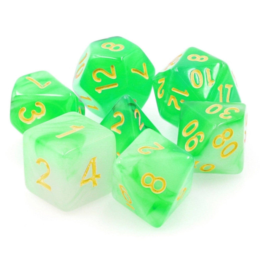 Green Silk Translucent RPG Dice Set