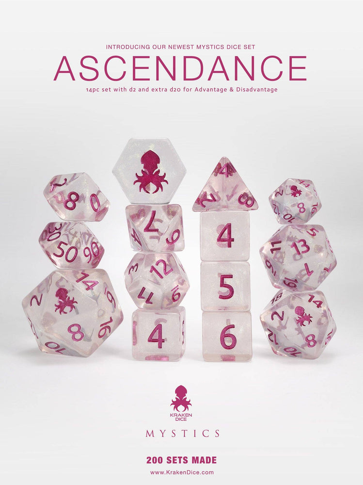 Ascendance 14pc Dice Set Inked in Pink