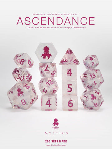Ascendance 14pc Dice Set Inked in Pink