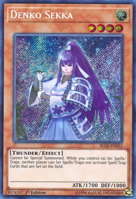 rare yugioh spell and trap cards Denko Sekka [BLLR-EN052] Secret Rare