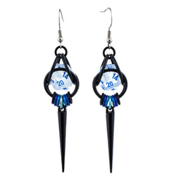 D20 Black Spike Dice Earrings - UV Reactive Jewelry: Stainless steel