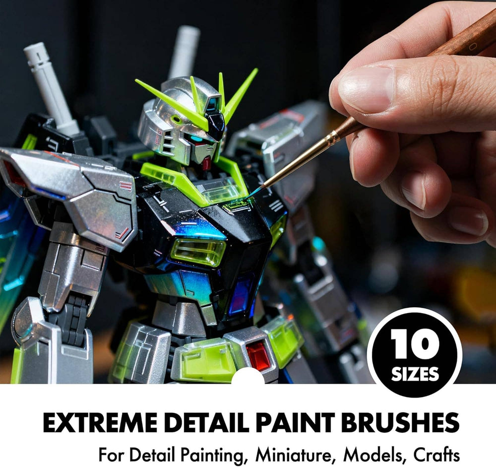 Extreme Detail Paint Brushes for Miniature, Round Tip Nylon: 10 Pcs
