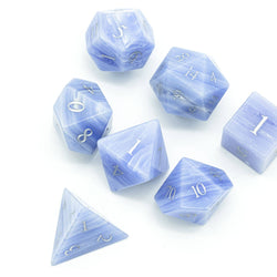 Blue Patterned Agate Gemstone Dice Set