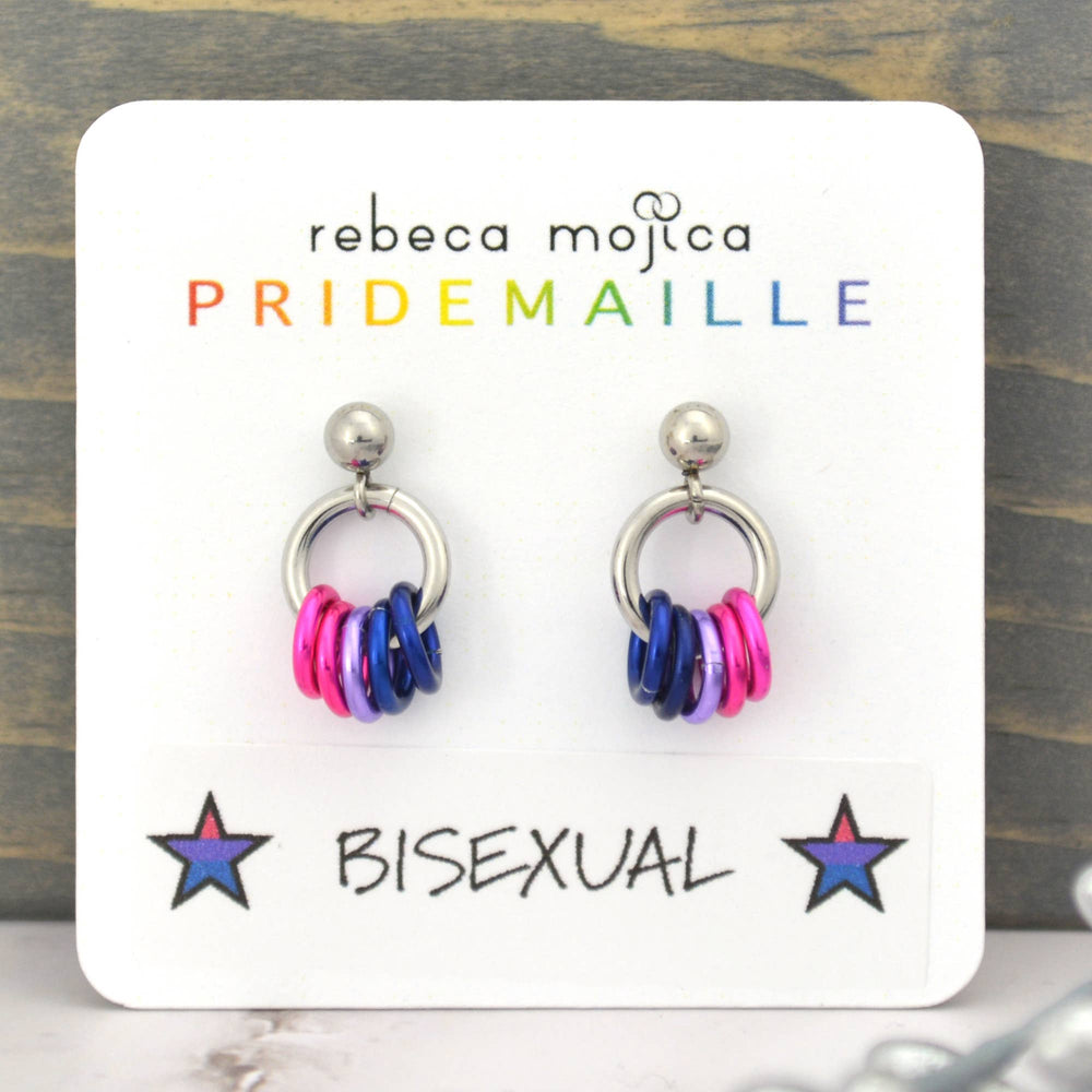 Bisexual Pride Flag - Tiny Chainmaille Earring