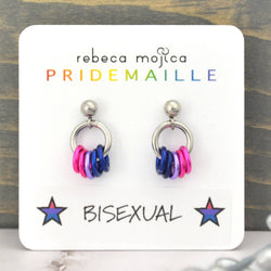 Bisexual Pride Flag - Tiny Chainmaille Earring