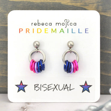 Bisexual Pride Flag - Tiny Chainmaille Earring