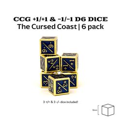 +1/+1 & -1/-1 D6 Cursed Coast Pack of 6 CCG Metal Dice