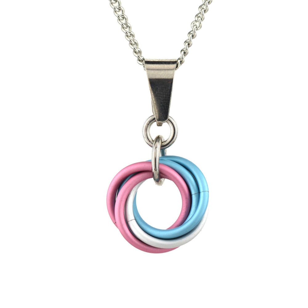 Transgender Pride Pendant - Small Swirl: Light