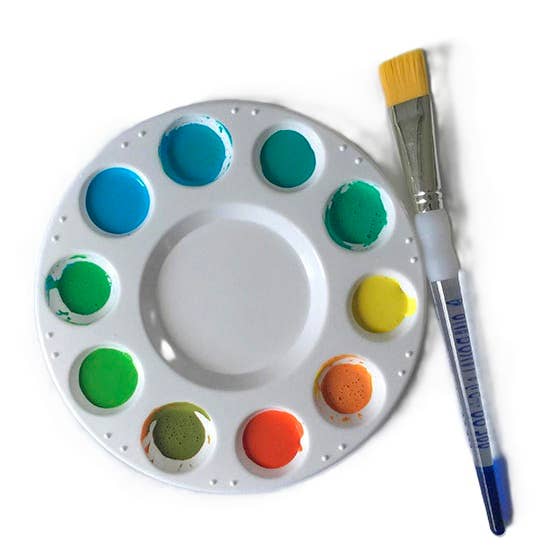 10 Well Round Plastic Paint Palette - 7" diameter Tray