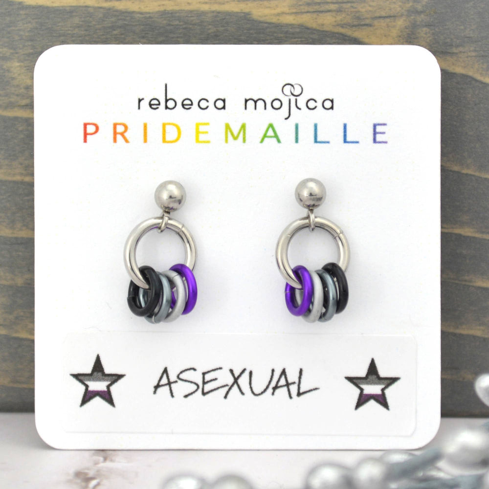 Asexual Pride Flag - Tiny Chainmaille Earring