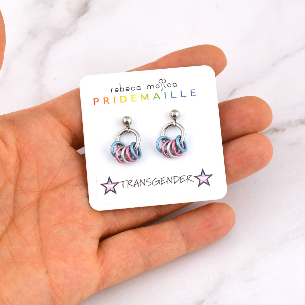 Transgender Pride - Tiny Hoop Flag Earring: Bold