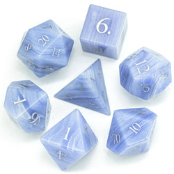 Blue Patterned Agate Gemstone Dice Set