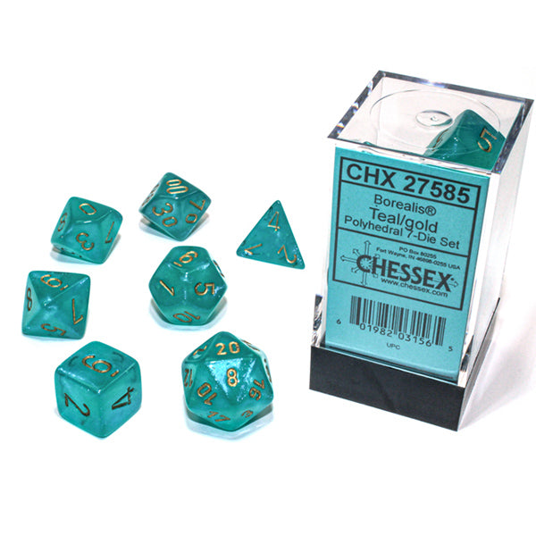 Chessex 7-Die Set Borealis Luminary - Teal/Gold