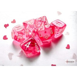 Chessex 7-Die Set Mini Translucent - Pink/White