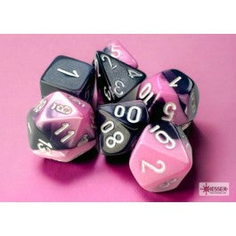Chessex 7-Die Set Mini Gemini - Black-Pink/White